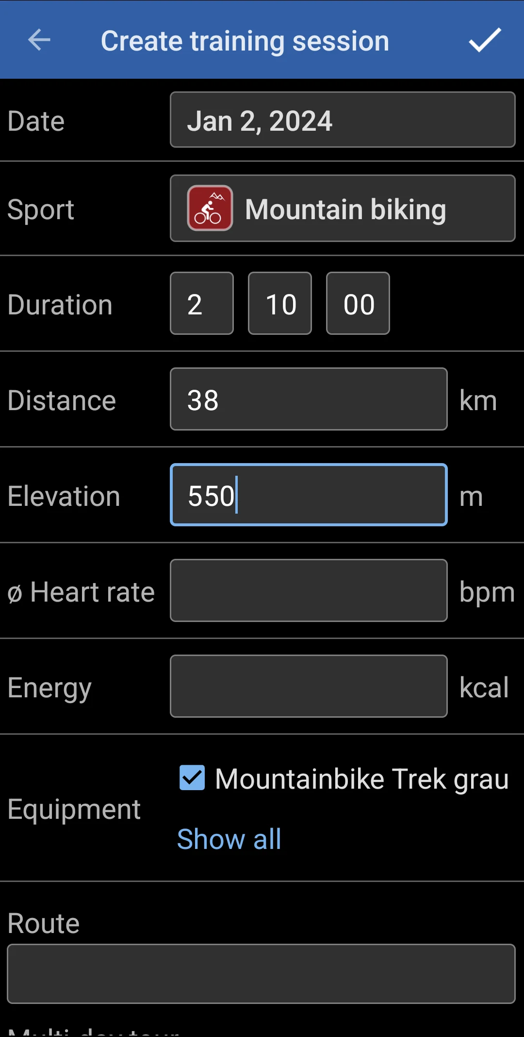 SportLog - training diary screenshot